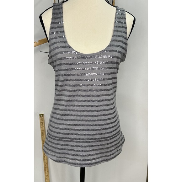 Tops - Charlotte Tarantola Laquette Top Women M Gray /brown Color Striped Sleeveless